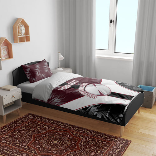 Personalized Queensland Oztag Bedding Set Abstract Geometric Pattern Sports