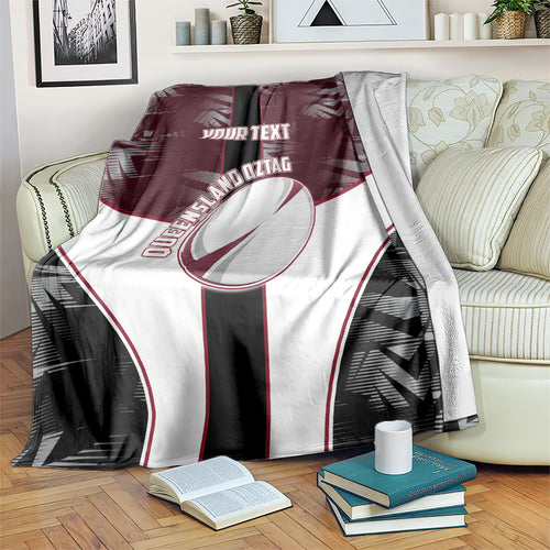 Personalized Queensland Oztag Blanket Abstract Geometric Pattern Sports