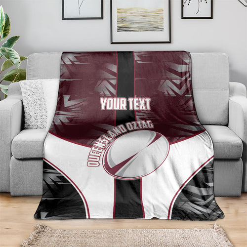 Personalized Queensland Oztag Blanket Abstract Geometric Pattern Sports