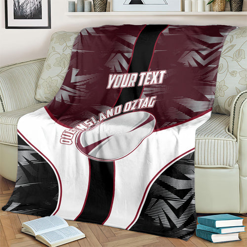 Personalized Queensland Oztag Blanket Abstract Geometric Pattern Sports