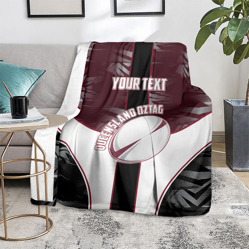 Personalized Queensland Oztag Blanket Abstract Geometric Pattern Sports