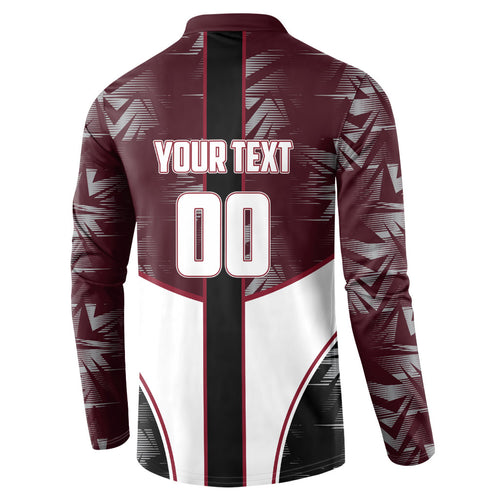 Personalized Queensland Oztag Button Sweatshirt Abstract Geometric Pattern Sports