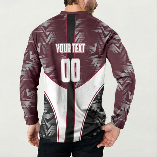 Personalized Queensland Oztag Button Sweatshirt Abstract Geometric Pattern Sports