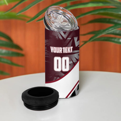 Personalized Queensland Oztag 4 in 1 Can Cooler Tumbler Abstract Geometric Pattern Sports