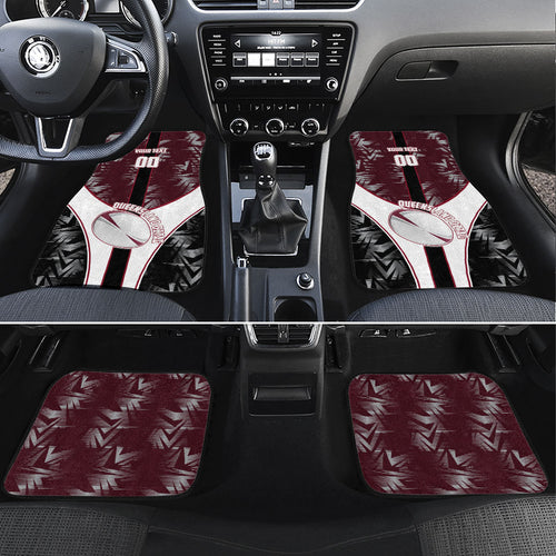 Personalized Queensland Oztag Car Mats Abstract Geometric Pattern Sports