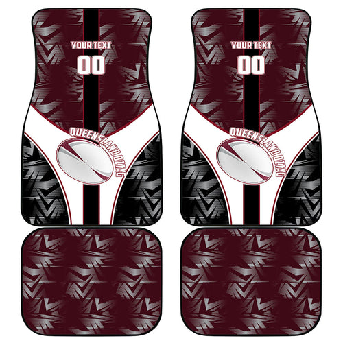 Personalized Queensland Oztag Car Mats Abstract Geometric Pattern Sports