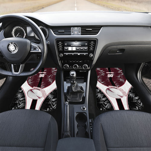 Personalized Queensland Oztag Car Mats Abstract Geometric Pattern Sports
