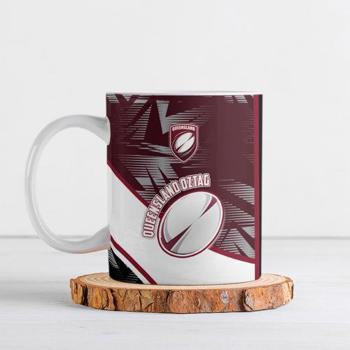 Personalized Queensland Oztag Ceramic Mug Abstract Geometric Pattern Sports