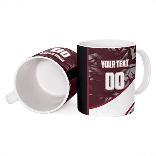 Personalized Queensland Oztag Ceramic Mug Abstract Geometric Pattern Sports