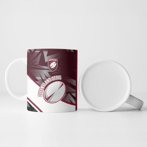 Personalized Queensland Oztag Ceramic Mug Abstract Geometric Pattern Sports