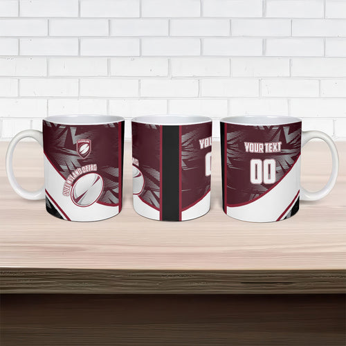 Personalized Queensland Oztag Ceramic Mug Abstract Geometric Pattern Sports