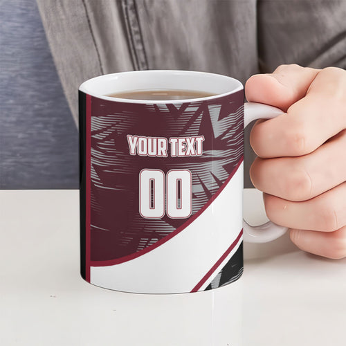 Personalized Queensland Oztag Ceramic Mug Abstract Geometric Pattern Sports