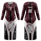 Personalized Queensland Oztag Couples Matching Long Sleeve Bodycon Dress and Long Sleeve Button Shirt Abstract Geometric Pattern Sports