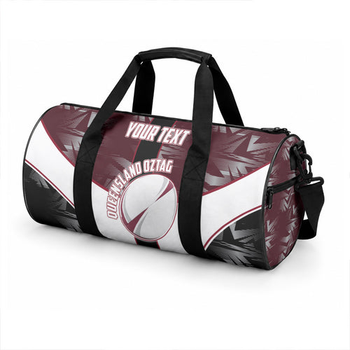 Personalized Queensland Oztag Duffle Bag Abstract Geometric Pattern Sports