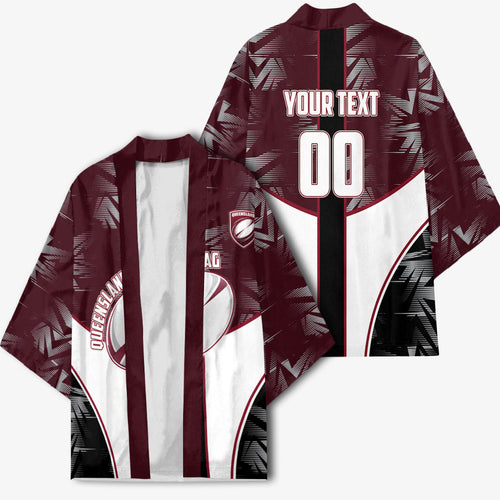 Personalized Queensland Oztag Kimono Abstract Geometric Pattern Sports