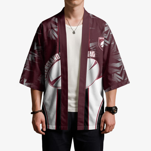 Personalized Queensland Oztag Kimono Abstract Geometric Pattern Sports