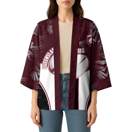 Personalized Queensland Oztag Kimono Abstract Geometric Pattern Sports
