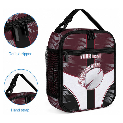 Personalized Queensland Oztag Lunch Bag Abstract Geometric Pattern Sports