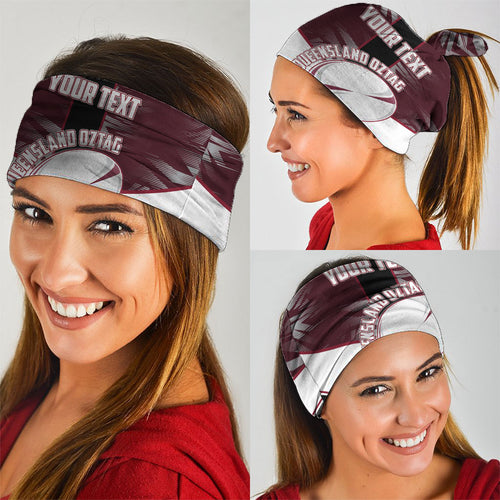 Personalized Queensland Oztag Neck Gaiter Abstract Geometric Pattern Sports