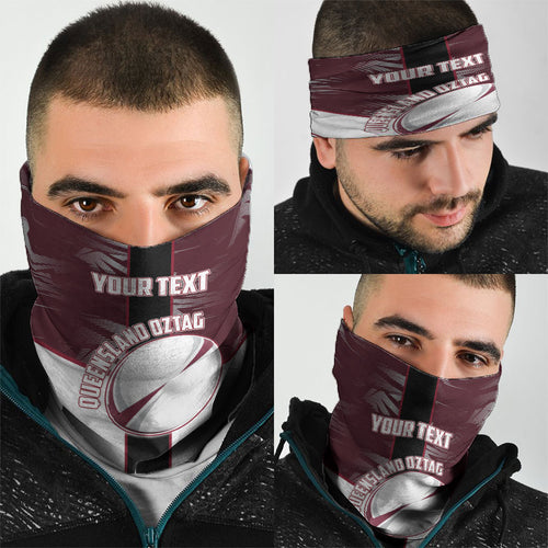 Personalized Queensland Oztag Neck Gaiter Abstract Geometric Pattern Sports