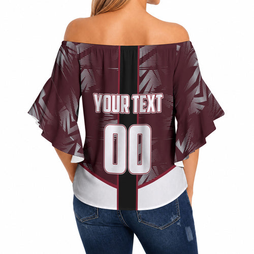Personalized Queensland Oztag Off Shoulder Wrap Waist Top Abstract Geometric Pattern Sports