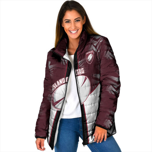 Personalized Queensland Oztag Padded Jacket Abstract Geometric Pattern Sports