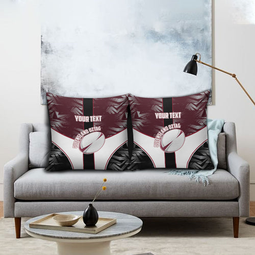 Personalized Queensland Oztag Pillow Cover Abstract Geometric Pattern Sports