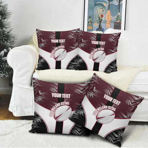 Personalized Queensland Oztag Pillow Cover Abstract Geometric Pattern Sports