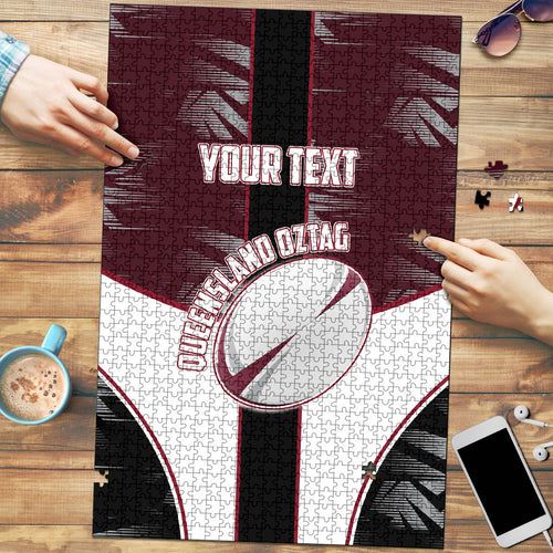 Personalized Queensland Oztag Puzzle Abstract Geometric Pattern Sports