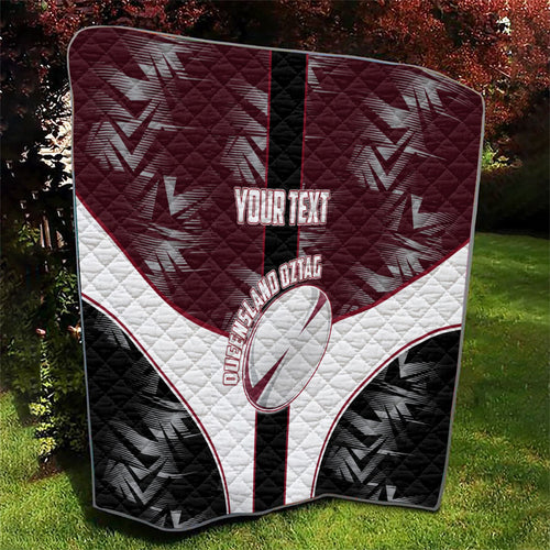 Personalized Queensland Oztag Quilt Abstract Geometric Pattern Sports