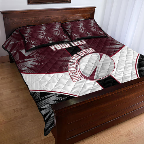 Personalized Queensland Oztag Quilt Bed Set Abstract Geometric Pattern Sports