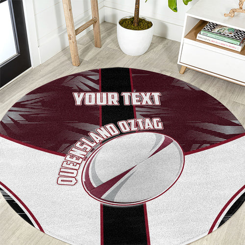 Personalized Queensland Oztag Round Carpet Abstract Geometric Pattern Sports