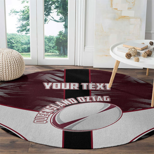 Personalized Queensland Oztag Round Carpet Abstract Geometric Pattern Sports