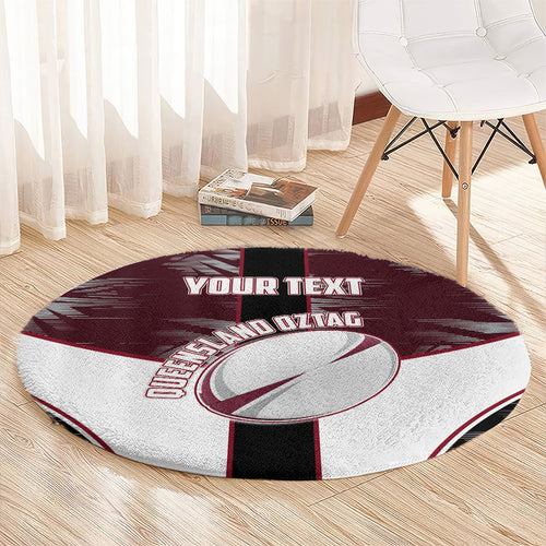 Personalized Queensland Oztag Round Carpet Abstract Geometric Pattern Sports
