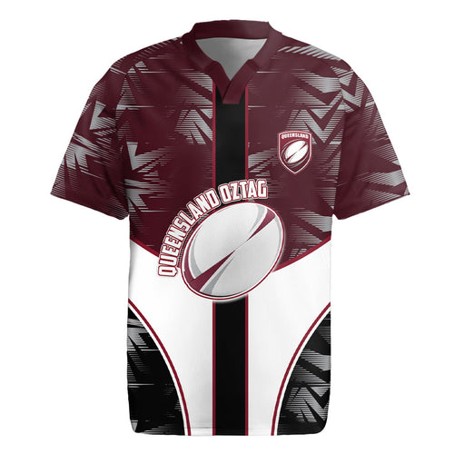 Personalized Queensland Oztag Rugby Jersey Abstract Geometric Pattern Sports