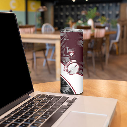 Personalized Queensland Oztag Skinny Tumbler Abstract Geometric Pattern Sports