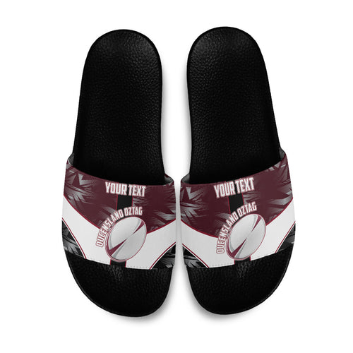 Personalized Queensland Oztag Slide Sandals Abstract Geometric Pattern Sports