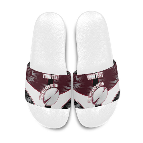 Personalized Queensland Oztag Slide Sandals Abstract Geometric Pattern Sports