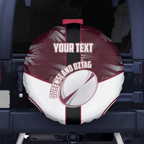 Personalized Queensland Oztag Spare Tire Cover Abstract Geometric Pattern Sports
