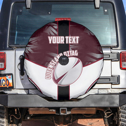 Personalized Queensland Oztag Spare Tire Cover Abstract Geometric Pattern Sports