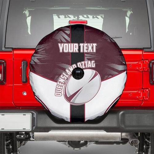 Personalized Queensland Oztag Spare Tire Cover Abstract Geometric Pattern Sports