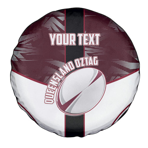 Personalized Queensland Oztag Spare Tire Cover Abstract Geometric Pattern Sports
