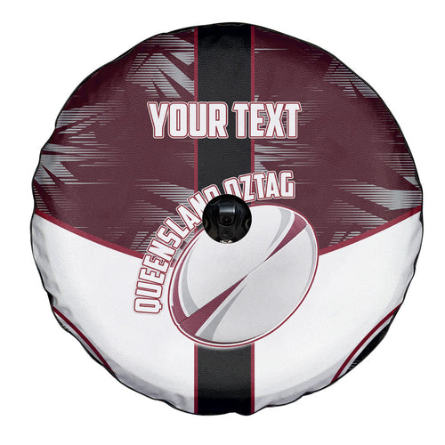Personalized Queensland Oztag Spare Tire Cover Abstract Geometric Pattern Sports