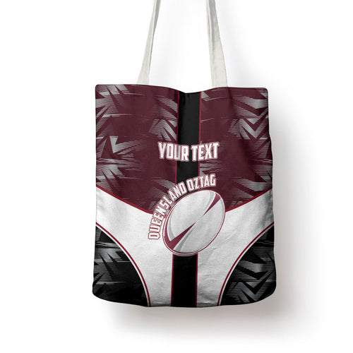 Personalized Queensland Oztag Tote Bag Abstract Geometric Pattern Sports