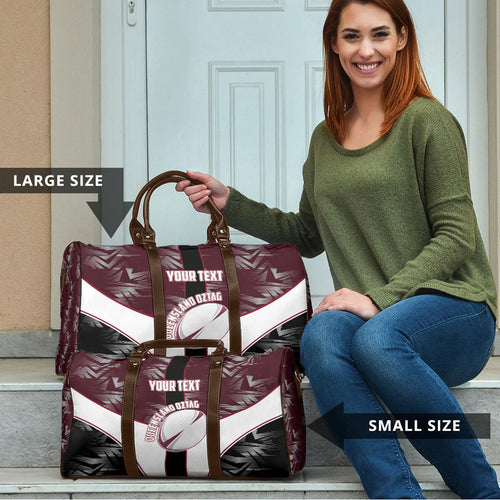 Personalized Queensland Oztag Travel Bag Abstract Geometric Pattern Sports