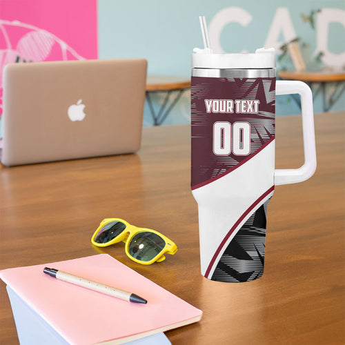 Personalized Queensland Oztag Tumbler With Handle Abstract Geometric Pattern Sports