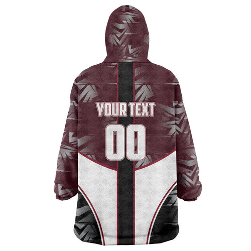 Personalized Queensland Oztag Wearable Blanket Hoodie Abstract Geometric Pattern Sports