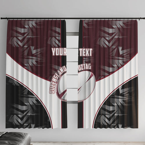 Personalized Queensland Oztag Window Curtain Abstract Geometric Pattern Sports