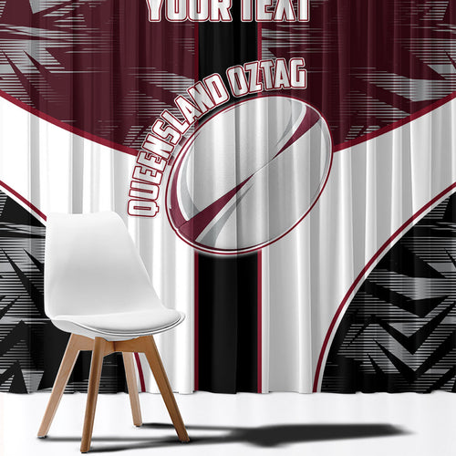 Personalized Queensland Oztag Window Curtain Abstract Geometric Pattern Sports