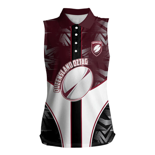 Personalized Queensland Oztag Women Sleeveless Polo Shirt Abstract Geometric Pattern Sports